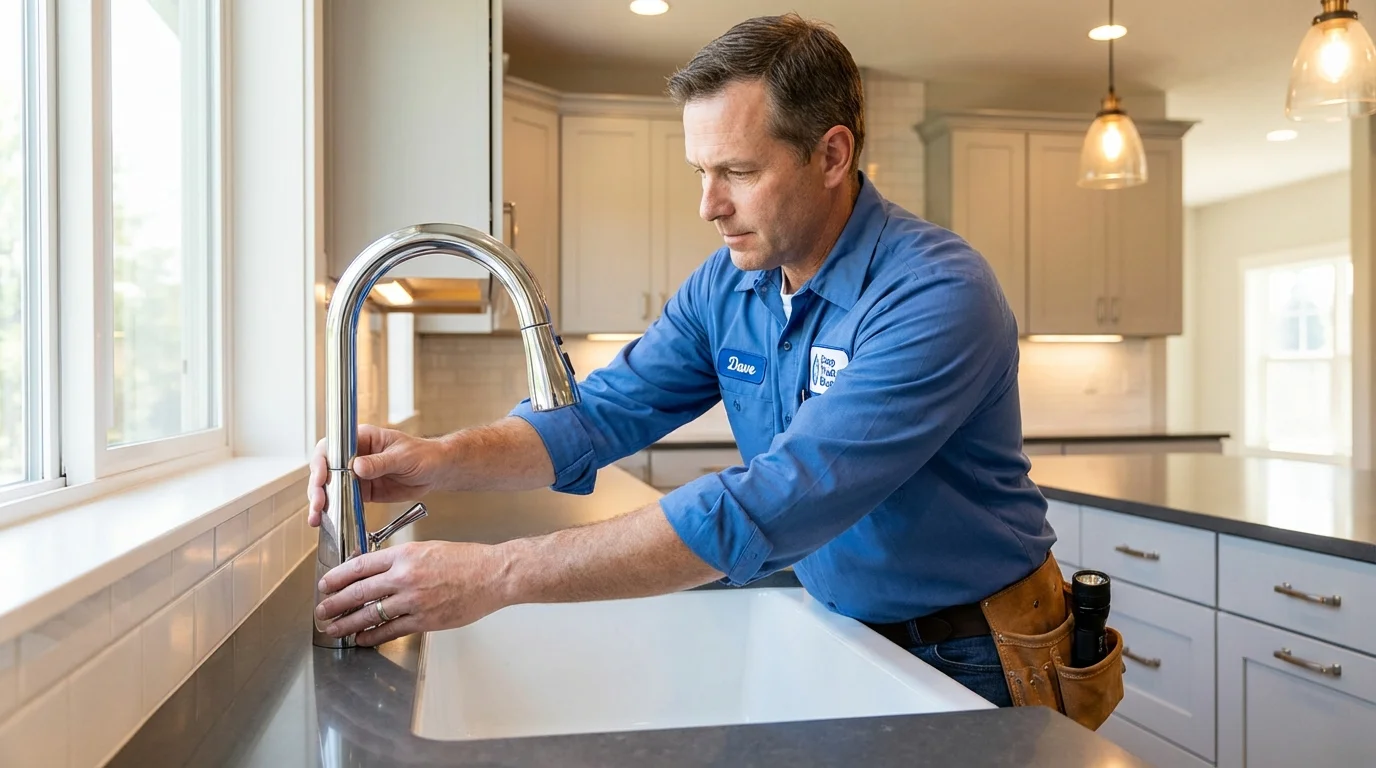 Kitchen faucet installation by Johns Plumbing LLC in West Brookfield